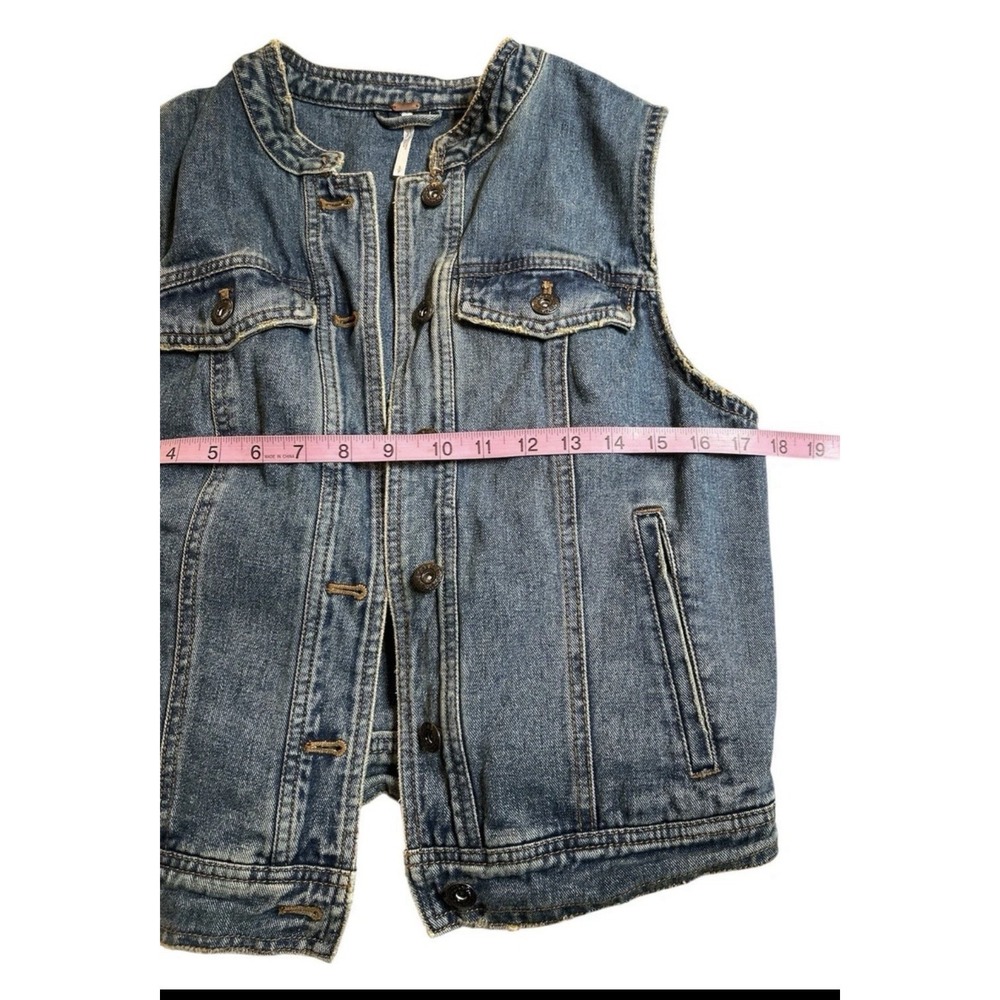 Free People Denim Vest Size S Blue Gilet Northern Light Western Cottage - Picture 6 of 7